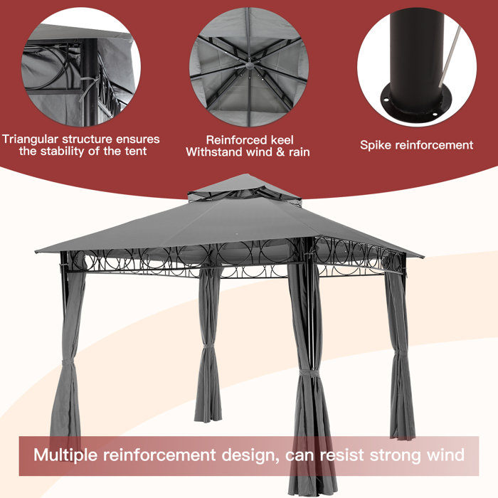 FDW Outdoor UV Protection Gazebo Tent 9.9 Ft. x 9.9 Ft. Metal Patio